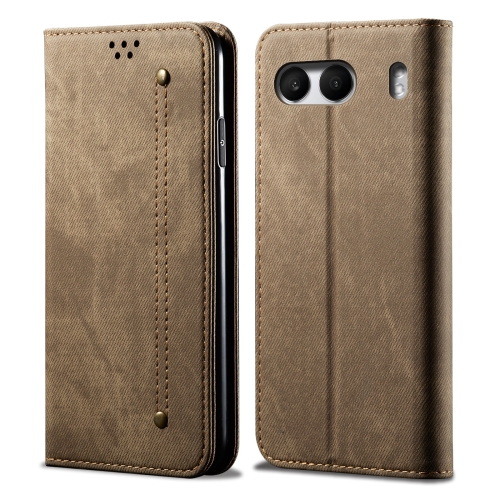 

For OnePlus Nord 4 Denim Texture Casual Style Horizontal Flip Leather Case(Khaki)