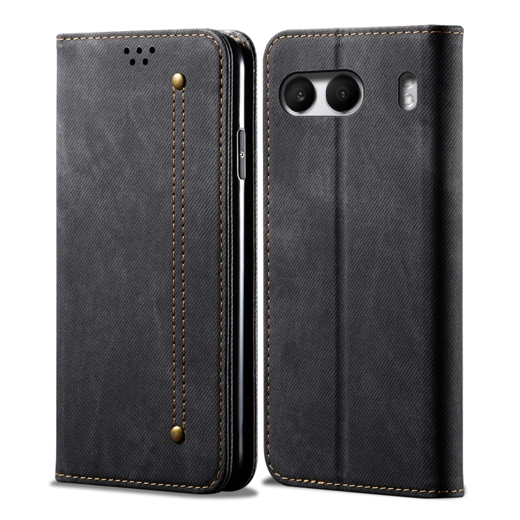 

For OnePlus Nord 4 Denim Texture Casual Style Horizontal Flip Leather Case(Black)