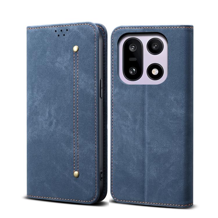 

For OnePlus 15 Denim Texture Casual Style Horizontal Flip Leather Case(Blue)
