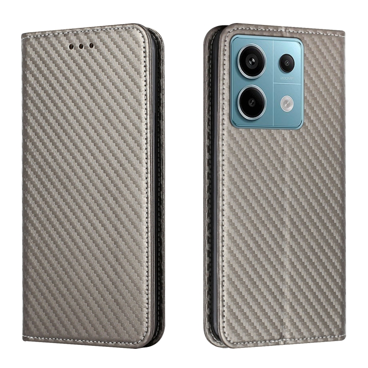 

For Xiaomi Redmi Note 13 Pro 5G Carbon Fiber Texture Flip Holder Leather Phone Case(Grey)