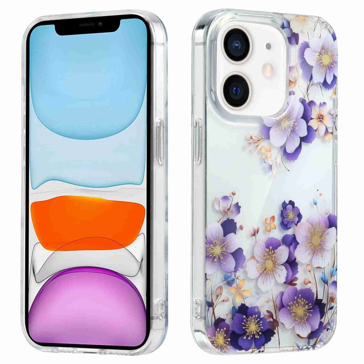 

For iPhone 11 Electroplated Symphony Phone Case(White Purple Flower)