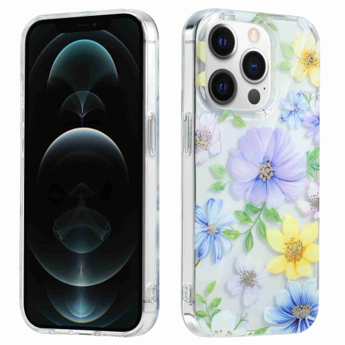 

For iPhone 12 Pro Electroplated Symphony Phone Case(Green Grass Flower)
