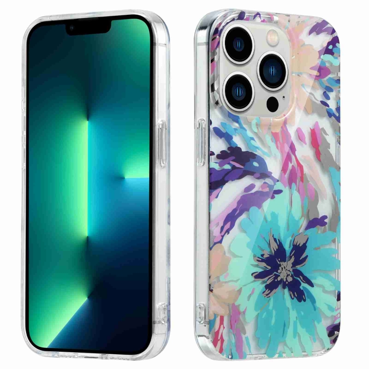 

For iPhone 13 Pro Electroplated Symphony Phone Case(Watercolor Flower)