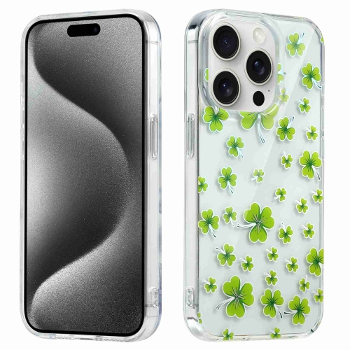 

For iPhone 15 Pro Electroplated Symphony Phone Case(Four-leaf-clover)