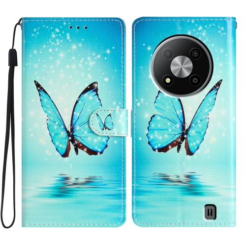 

For ZTE Blade A73 5G Colored Drawing Leather Phone Case(Blue Butterfly)