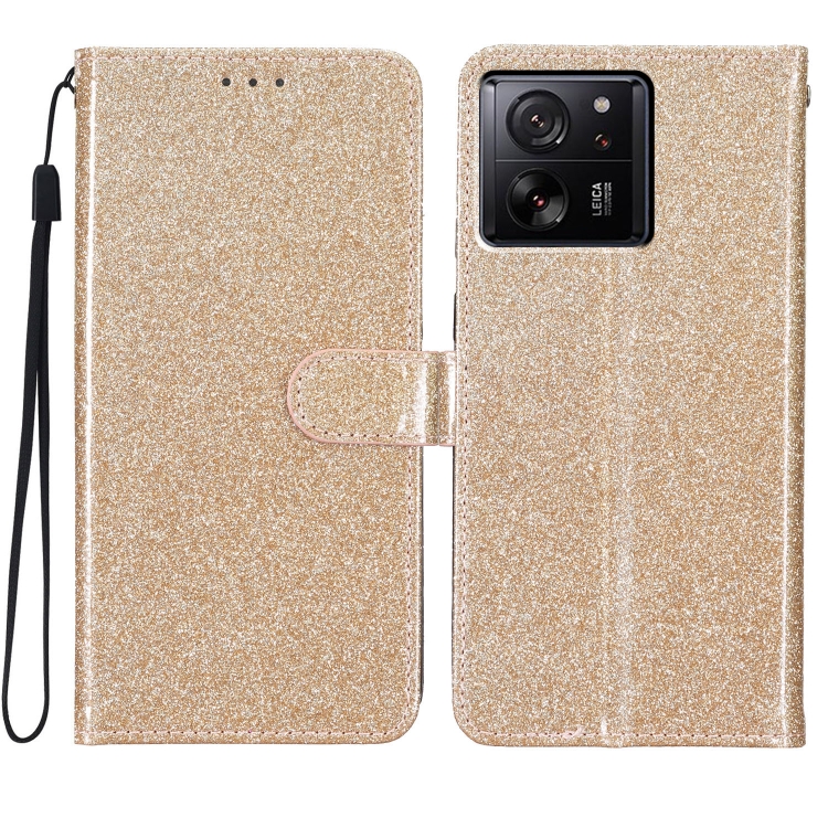 

For Xiaomi 13T 5G Glitter Powder Flip Leather Phone Case(Gold)