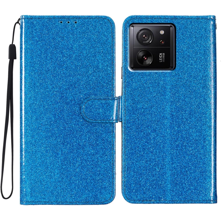 

For Xiaomi 13T 5G Glitter Powder Flip Leather Phone Case(Blue)