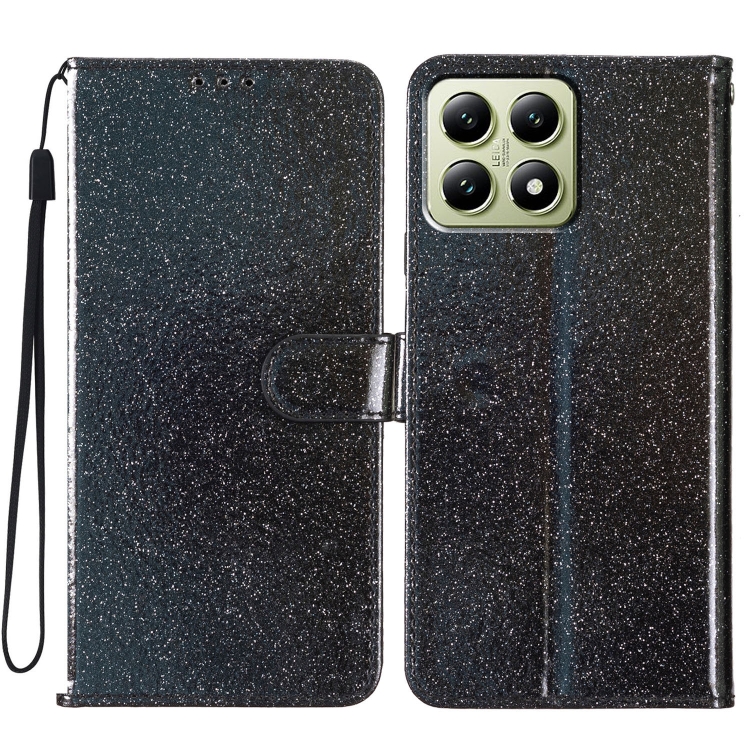 

For Xiaomi 14T Glitter Powder Flip Leather Phone Case(Black)