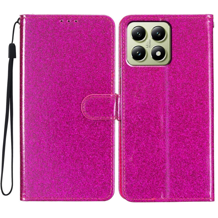 

For Xiaomi 14T Glitter Powder Flip Leather Phone Case(Rose Red)