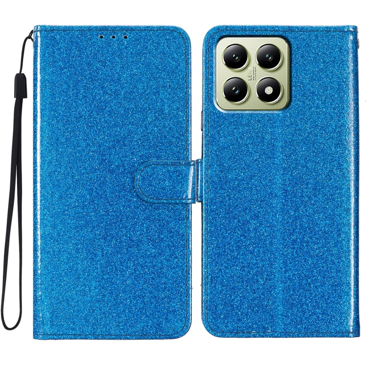 

For Xiaomi 14T Glitter Powder Flip Leather Phone Case(Blue)