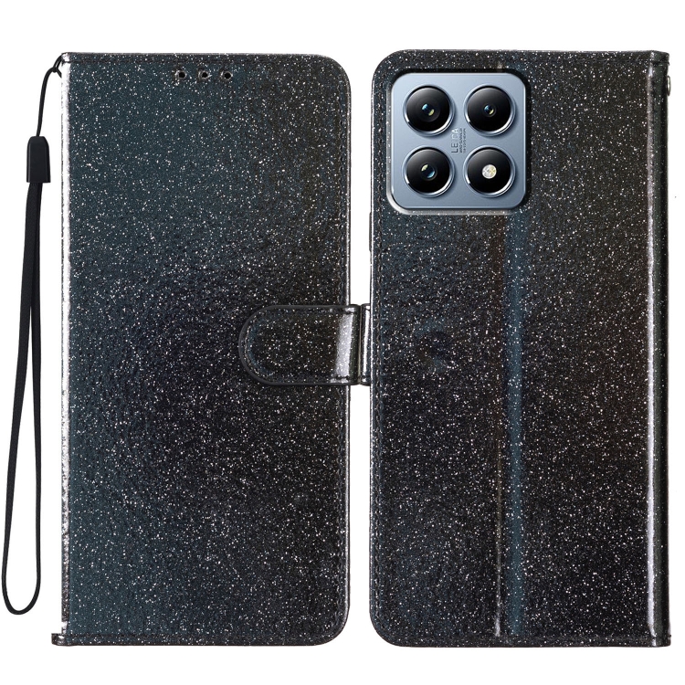 

For Xiaomi 14T Pro Glitter Powder Flip Leather Phone Case(Black)