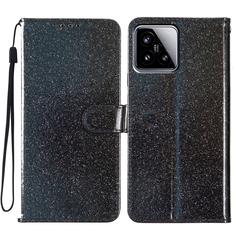 

For Xiaomi 15 Glitter Powder Flip Leather Phone Case(Black)