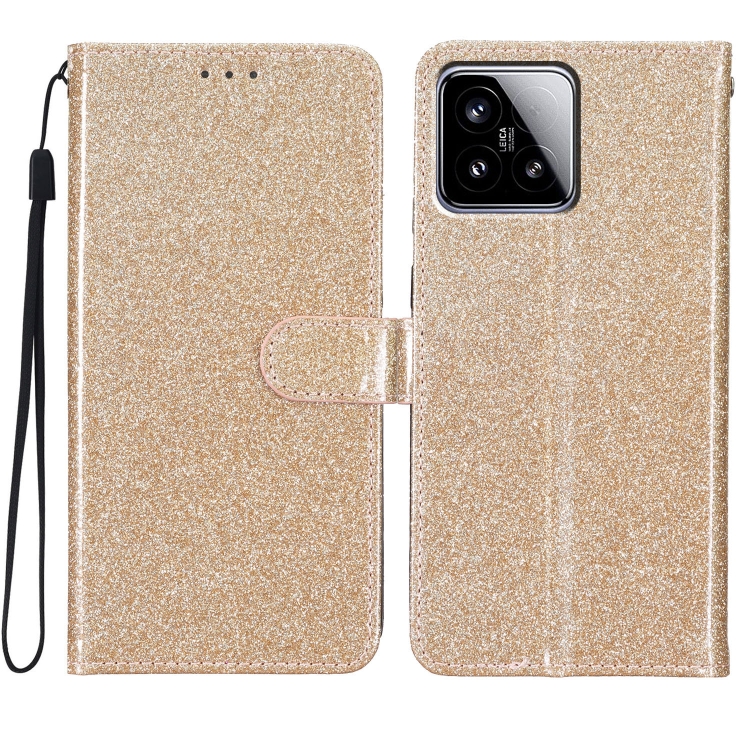 

For Xiaomi 15 Glitter Powder Flip Leather Phone Case(Gold)
