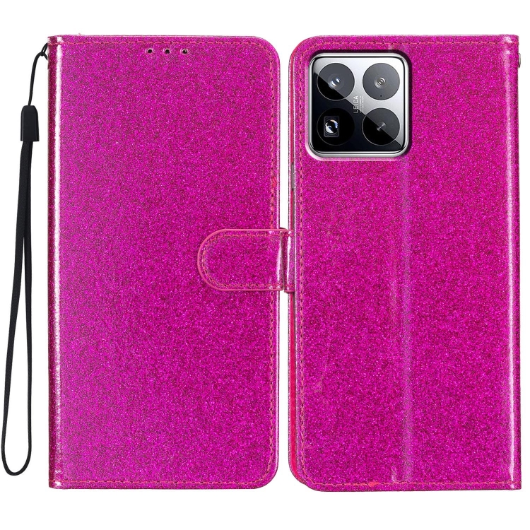 

For Xiaomi 15 Pro Glitter Powder Flip Leather Phone Case(Rose Red)