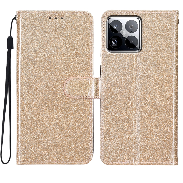

For Xiaomi 15 Pro Glitter Powder Flip Leather Phone Case(Gold)