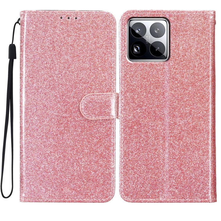 

For Xiaomi 15 Pro Glitter Powder Flip Leather Phone Case(Rose Gold)