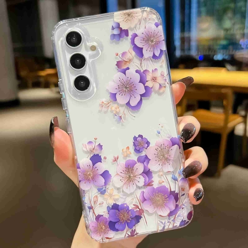 

For Samsung Galaxy A24 Electroplated Symphony Phone Case(White Purple Flower)