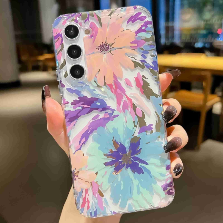 

For Samsung Galaxy S23+ 5G Electroplated Symphony Phone Case(Watercolor Flower)