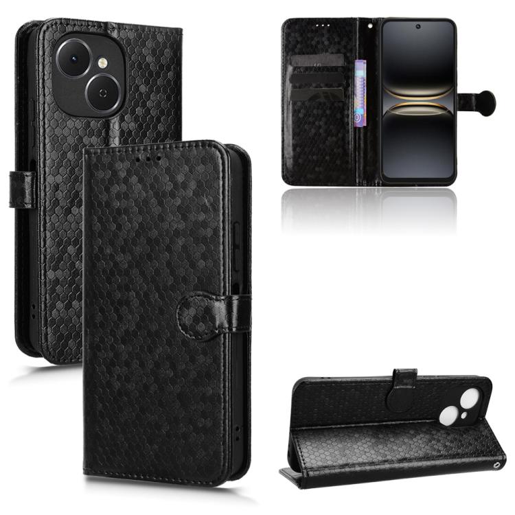 

For Tecno Spark 40C Honeycomb Dot Texture Leather Phone Case(Black)