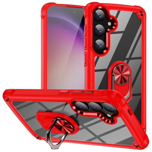 

For Samsung Galaxy S24+ 5G TPU + PC Lens Protection Phone Case with Ring Holder(Red)