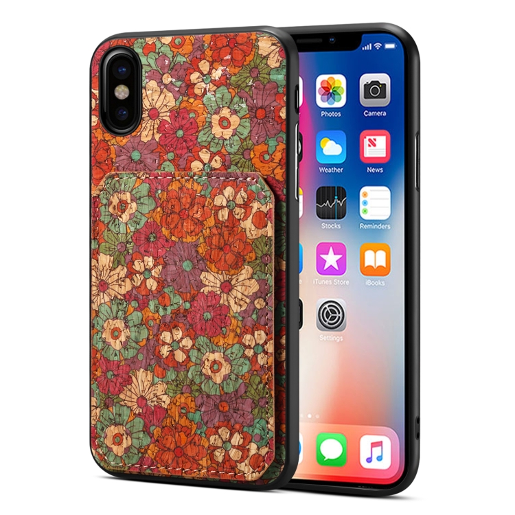 

For iPhone XS / X Dual Card Slot Holder Phone Case(Summer Red)