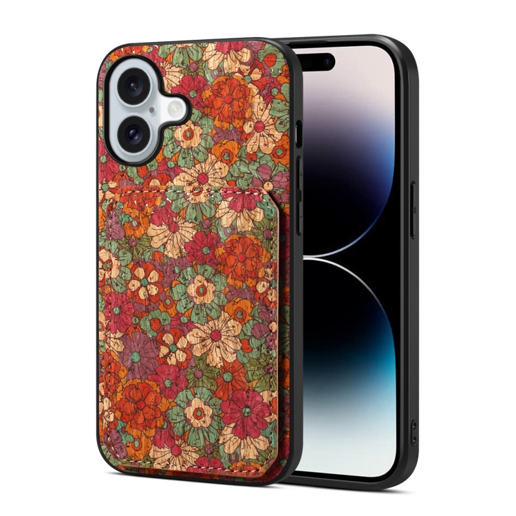 

For iPhone 16 Dual Card Slot Holder Phone Case(Summer Red)