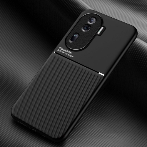 

For OPPO Reno11 Pro 5G China Classic Tilt Strip Grain Magnetic Shockproof PC + TPU Phone Case(Black)