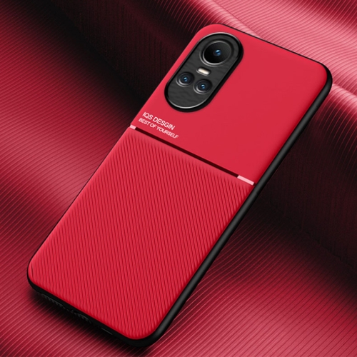 

For OPPO Reno10/Reno10 Pro Global Classic Tilt Strip Grain Magnetic Shockproof PC + TPU Phone Case(Red)