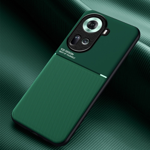 

For OPPO Reno11 5G Global Classic Tilt Strip Grain Magnetic Shockproof PC + TPU Phone Case(Green)