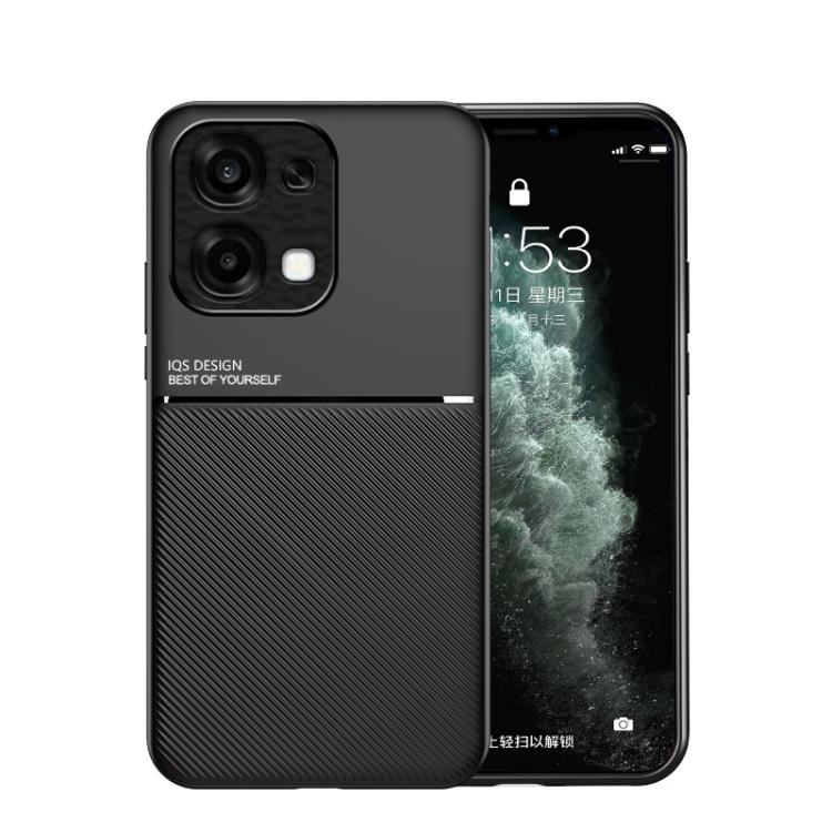For OPPO A6 5G / A6 Pro 4G / 5G Global Classic Tilt Strip Grain Magnetic PC Hybrid TPU Phone Case(Black)