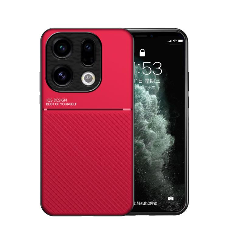 

For OPPO Find X9 Classic Tilt Strip Grain Magnetic PC Hybrid TPU Phone Case(Red)