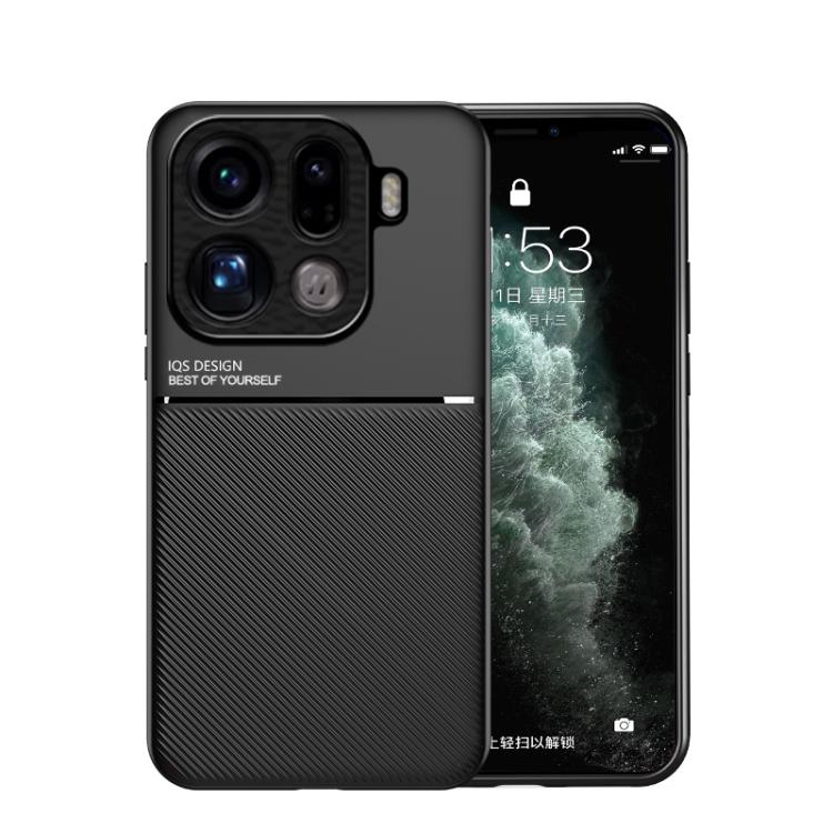 

For OPPO Find X9 Pro Classic Tilt Strip Grain Magnetic PC Hybrid TPU Phone Case(Black)