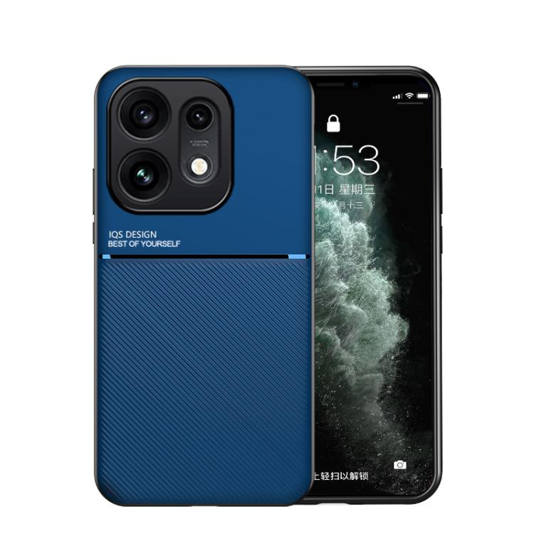 For OPPO Reno16 5G Global Classic Tilt Strip Grain Magnetic PC Hybrid TPU Phone Case(Blue)