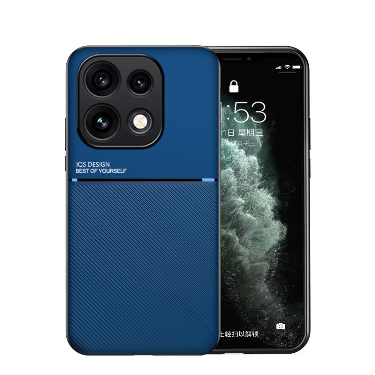 For OPPO Reno16 Pro 5G Global Classic Tilt Strip Grain Magnetic PC Hybrid TPU Phone Case(Blue)