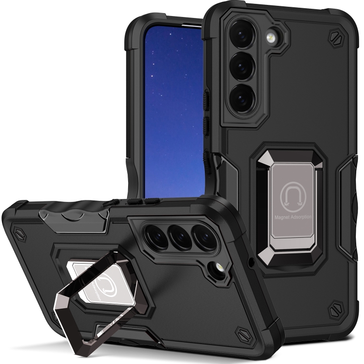 

For Samsung Galaxy S24+ 5G Non-slip Shockproof Armor Phone Case with Ring Holder(Black)
