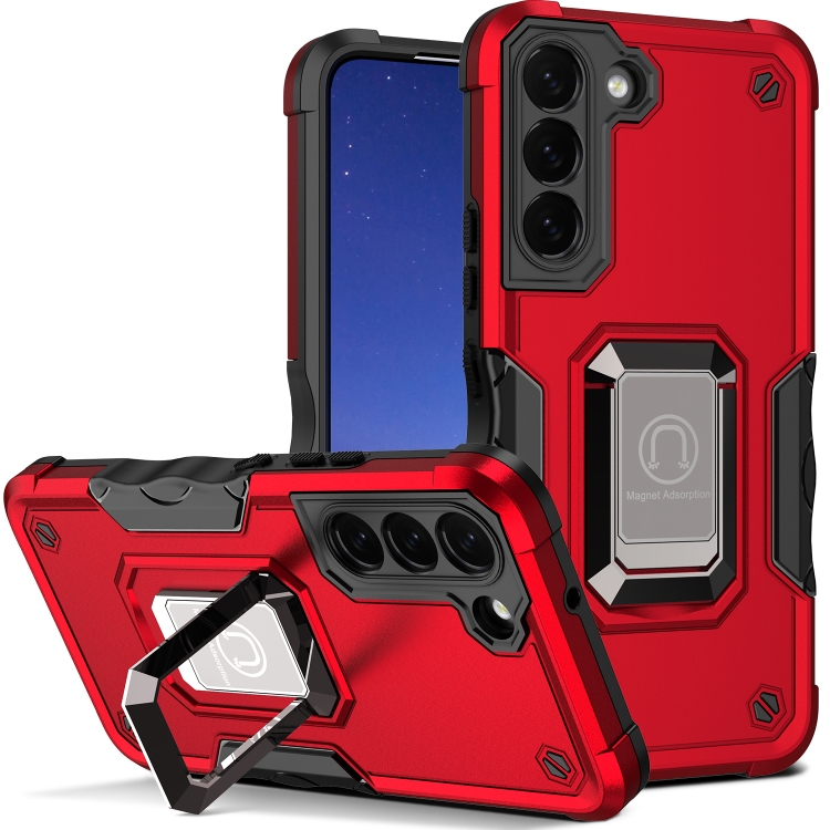 

For Samsung Galaxy S24+ 5G Non-slip Shockproof Armor Phone Case with Ring Holder(Red)
