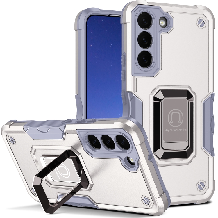 

For Samsung Galaxy S24+ 5G Non-slip Shockproof Armor Phone Case with Ring Holder(White)