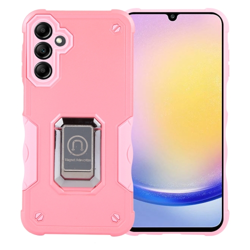 

For Samsung Galaxy A25 5G Non-slip Shockproof Armor Phone Case with Ring Holder(Pink)