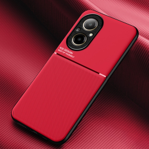 

For Realme C67 4G Classic Tilt Strip Grain Magnetic Shockproof PC + TPU Phone Case(Red)