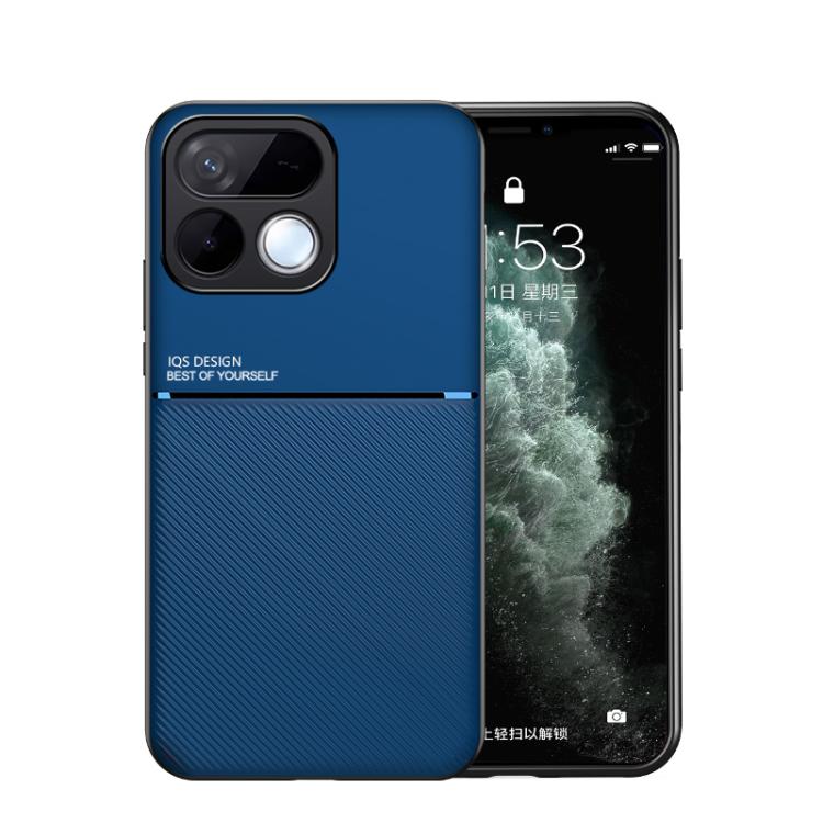 For Realme 16T 5G Classic Tilt Strip Grain Magnetic PC Hybrid TPU Phone Case(Blue)
