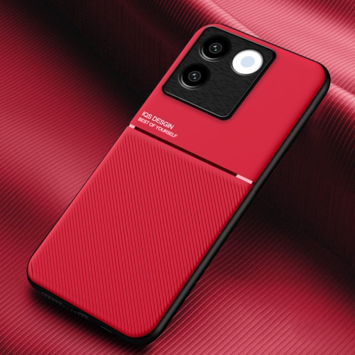 

For vivo S17e Classic Tilt Strip Grain Magnetic Shockproof PC + TPU Phone Case(Red)