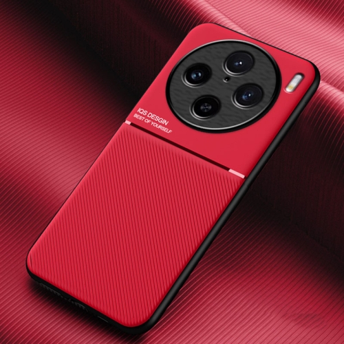 

For vivo X100 Pro Classic Tilt Strip Grain Magnetic Shockproof PC + TPU Phone Case(Red)