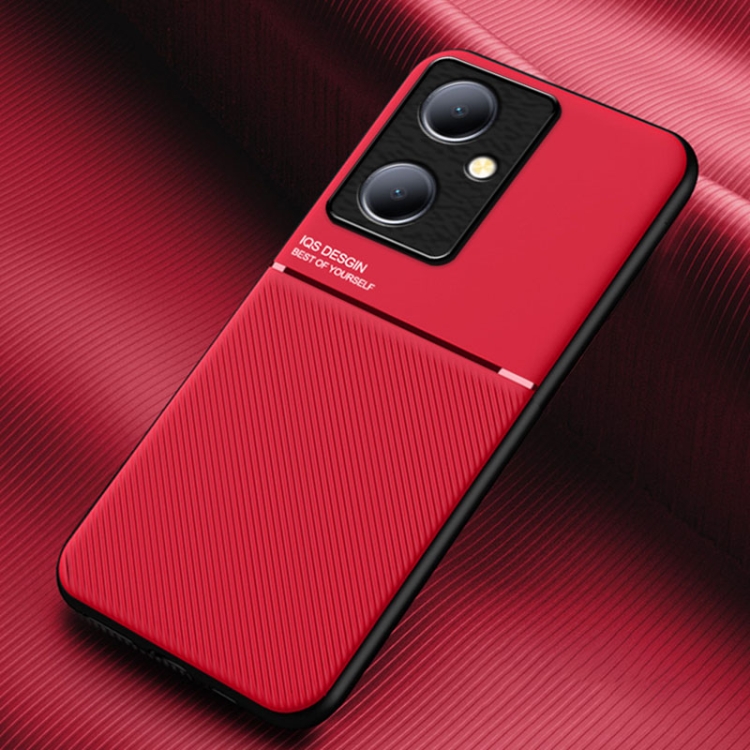 

For vivo Y78+ Classic Tilt Strip Grain Magnetic Shockproof PC + TPU Phone Case(Red)