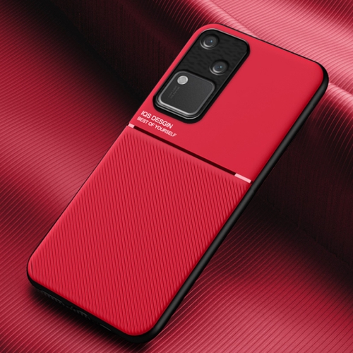 

For vivo S18 Classic Tilt Strip Grain Magnetic PC Hybrid TPU Phone Case(Red)