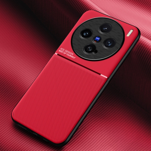 

For vivo X200 Pro mini Classic Tilt Strip Grain Magnetic PC Hybrid TPU Phone Case(Red)