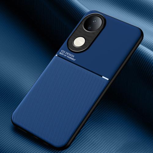 For vivo S20 Classic Tilt Strip Grain Magnetic PC Hybrid TPU Phone Case(Blue)