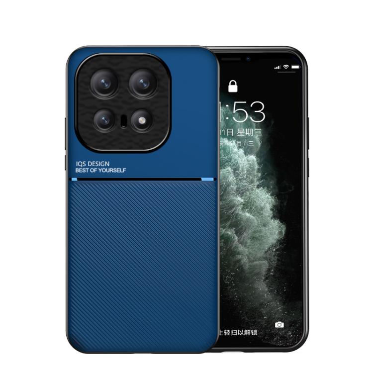 

For vivo iQOO 15 Classic Tilt Strip Grain Magnetic PC Hybrid TPU Phone Case(Blue)