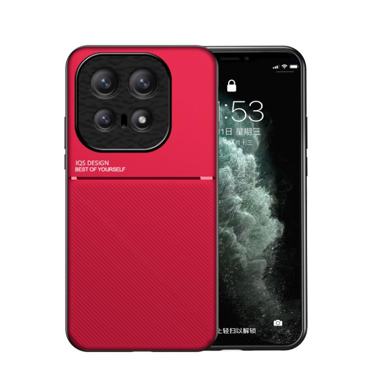 

For vivo iQOO 15 Classic Tilt Strip Grain Magnetic PC Hybrid TPU Phone Case(Red)