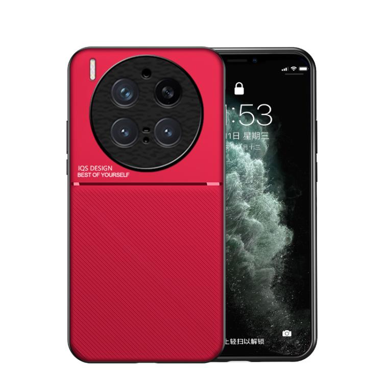 

For vivo X300 Pro Classic Tilt Strip Grain Magnetic PC Hybrid TPU Phone Case(Red)