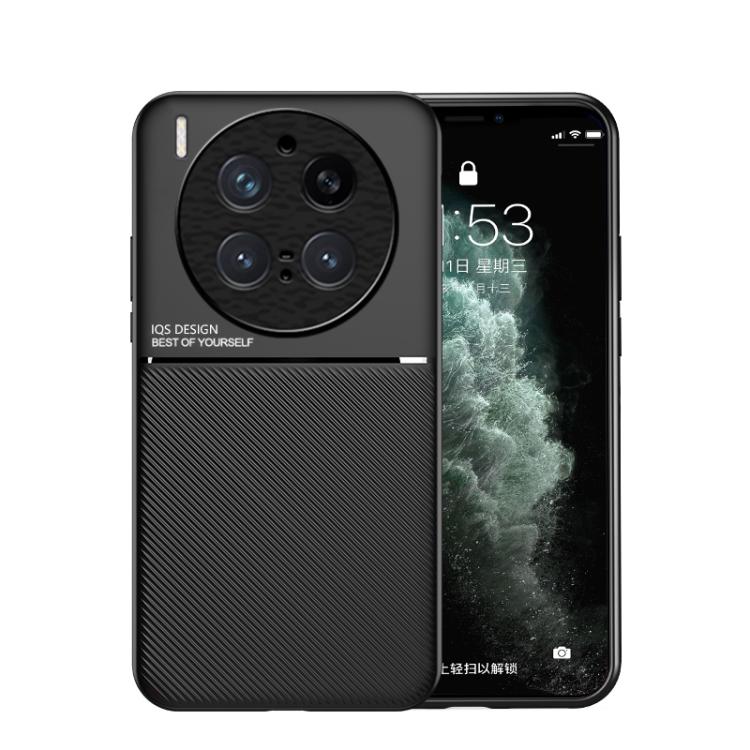 

For vivo X300 Pro Classic Tilt Strip Grain Magnetic PC Hybrid TPU Phone Case(Black)